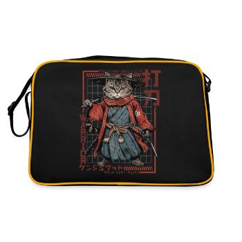 Samurai Cat Kawaii Japanese Ninja Cat - Retro Bag - black/gold - Back