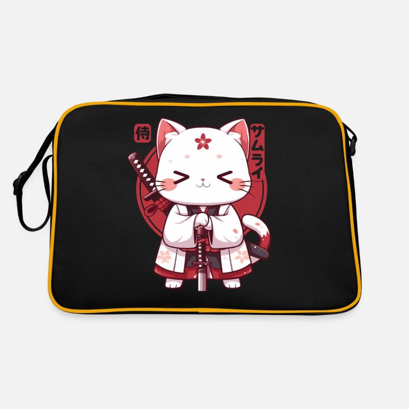 Samurai Cat Kawaii Japanische Ninja Cat Retro Tasche