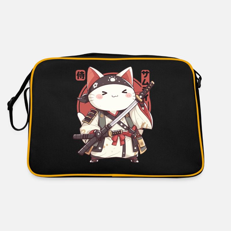 Samurai Cat Kawaii Japanische Ninja Cat Retro Tasche