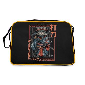 Samurai Cat Kawaii Japanese Ninja Cat - Retro Bag - black/gold - Back