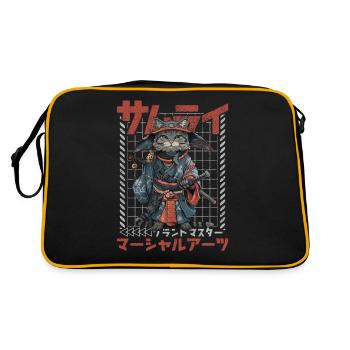 Samurai Cat Kawaii Japanese Ninja Cat - Retro Bag - black/gold - Back