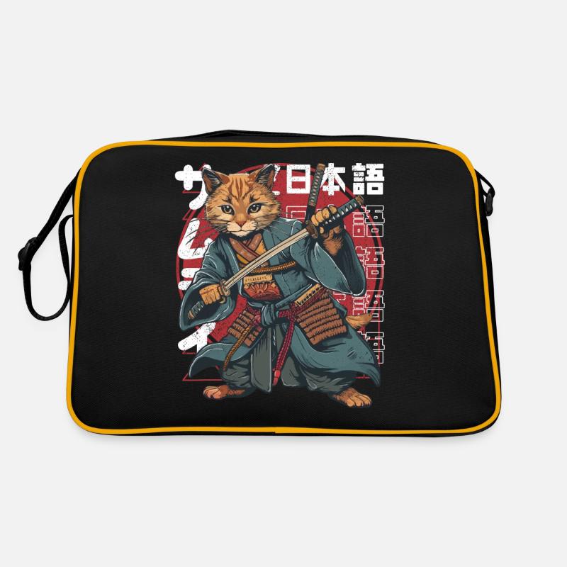 Samurai Cat Kawaii Japanische Ninja Katze Retro Tasche