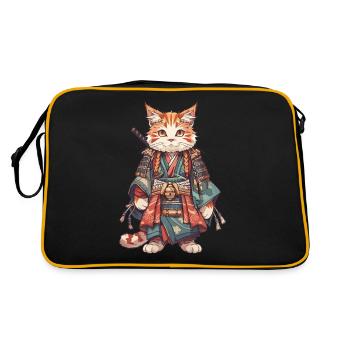 Samurai Cat Kawaii Japanese Ninja Cat - Retro Bag - black/gold - Back