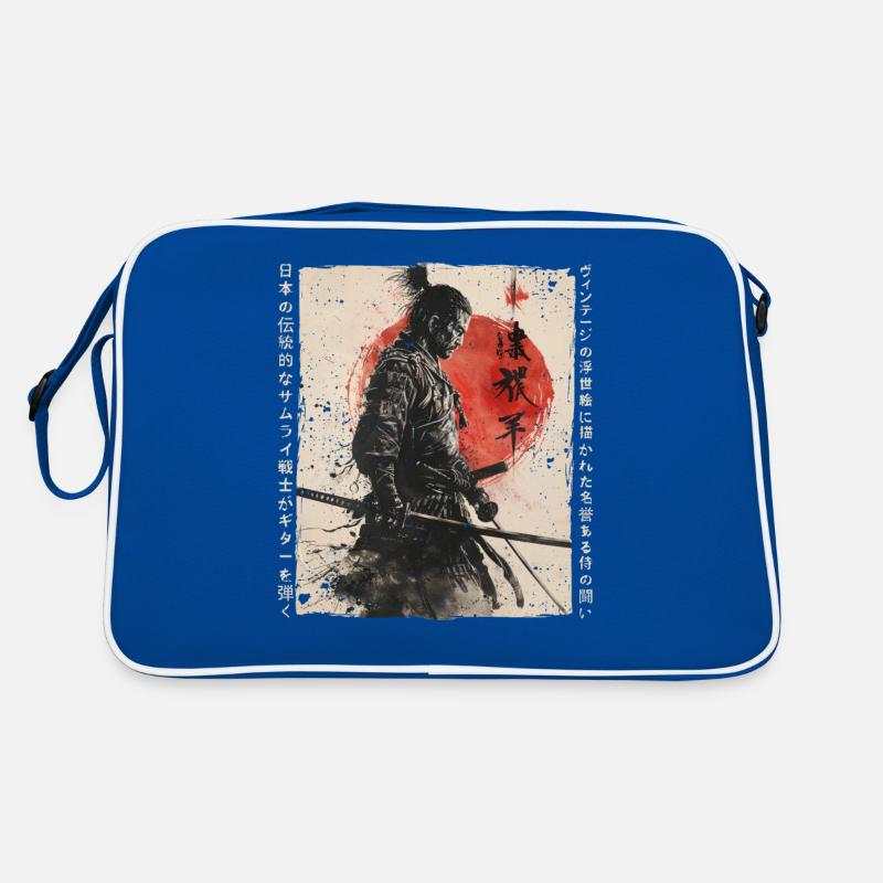 Samurai Kämpfer - Japanisches Ukiyo-e Kunstwerk Retro Tasche