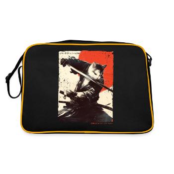 Samurai Cat Kawaii Japanese Ninja Cat - Retro Bag - black/gold - Back