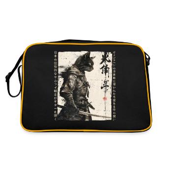 Samurai Cat Kawaii Japanese Ninja Cat - Retro Bag - black/gold - Back