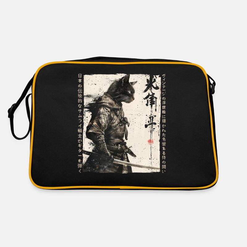 Samurai Cat Kawaii Japanische Ninja Katze Retro Tasche