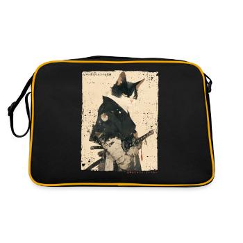 Samurai Cat Kawaii Japanese Ninja Cat - Retro Bag - black/gold - Back