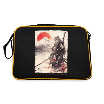 Samurai Cat Kawaii Japanese Ninja Cat - Retro Bag - black/gold - Back