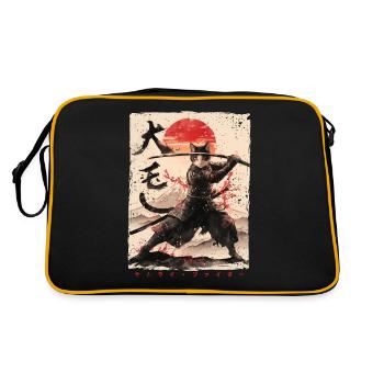 Samurai Cat Kawaii Japanese Ninja Cat - Retro Bag - black/gold - Back