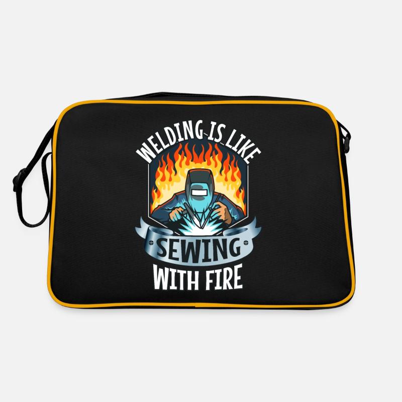 Welding is like sewing with fire Retro Tasche