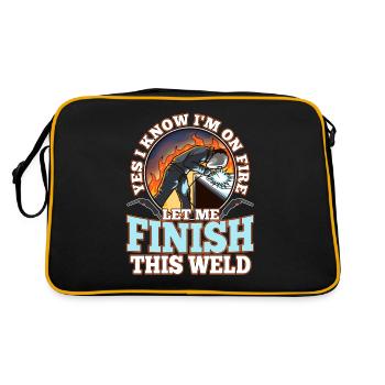Yes i know im on fire welding - Retro Tasche - Schwarz/Gold - Hinten