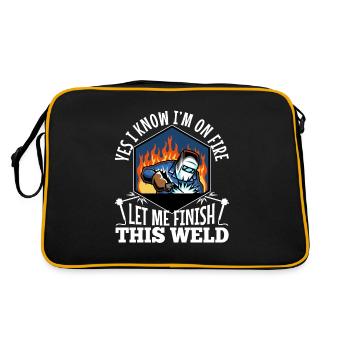 Yes i know im on fire welding - Retro Tasche - Schwarz/Gold - Hinten