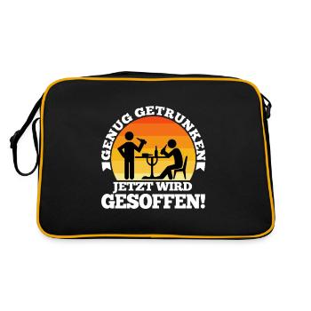 Genug getrunken jetzt wird gesoffen - Retro Tasche - Schwarz/Gold - Hinten