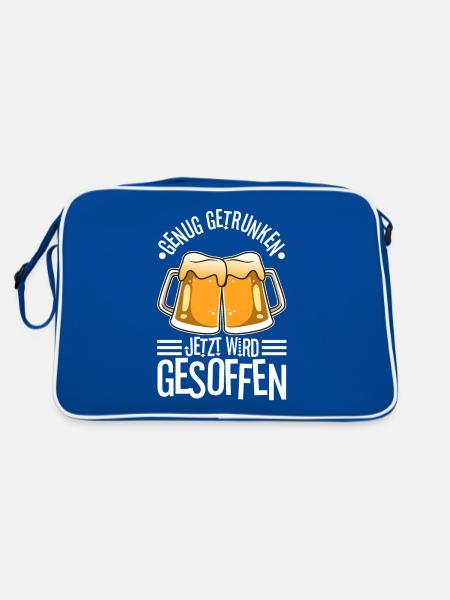 Genug getrunken jetzt wird gesoffen - Retro Tasche - Blau/Weiß - Hinten