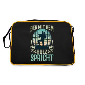 Der mit dem Holz spricht - Retro Tasche - Schwarz/Gold - Hinten