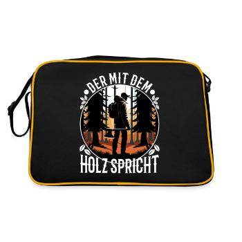 Der mit dem Holz spricht - Retro Tasche - Schwarz/Gold - Hinten
