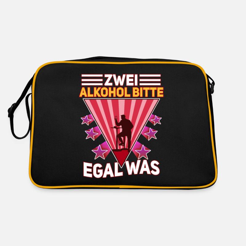 Zwei Alkohol bitte egal was Retro Tasche