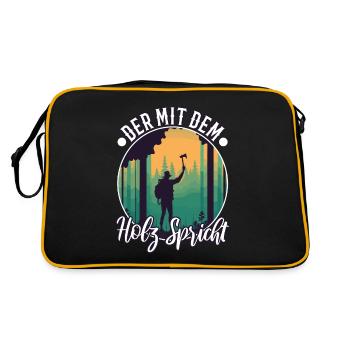 Der mit dem Holz spricht - Retro Tasche - Schwarz/Gold - Hinten