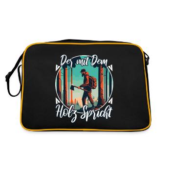 Der mit dem Holz spricht - Retro Tasche - Schwarz/Gold - Hinten