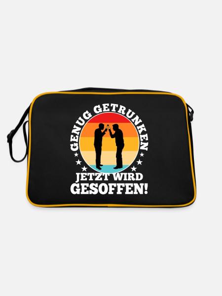 Genug getrunken jetzt wird gesoffen - Retro Tasche - Schwarz/Gold - Hinten