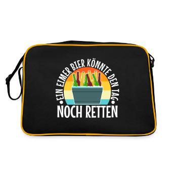 Ein Eimer Bier könnte den Tag noch retten - Retro Tasche - Schwarz/Gold - Hinten