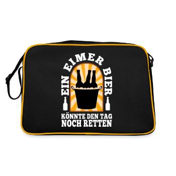 Ein Eimer Bier könnte den Tag noch retten - Retro Tasche - Schwarz/Gold - Hinten