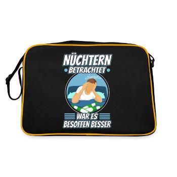 Soberly considered, it was better drunk - Retro Bag - black/gold - Back