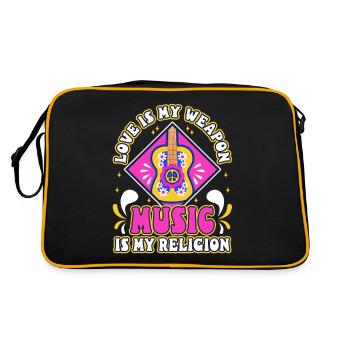 Love is my weapon, music is my religion. - Retro Bag - black/gold - Back