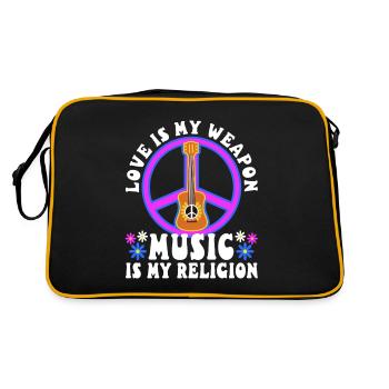 Love is my weapon, music is my religion. - Retro Bag - black/gold - Back