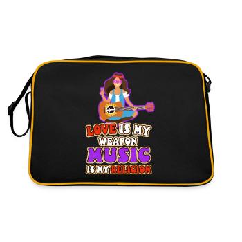 Love is my weapon, music is my religion. - Retro Bag - black/gold - Back