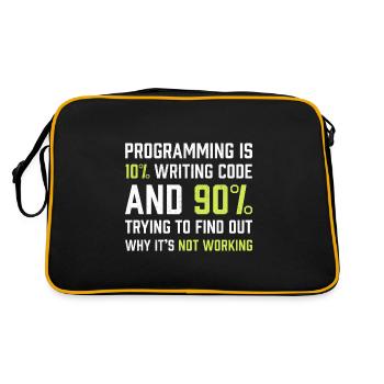 Die Programmierung besteht zu 10% aus dem Schreiben von Code | Programmierer Geschenk - Retro Tasche - Schwarz/Gold - Hinten