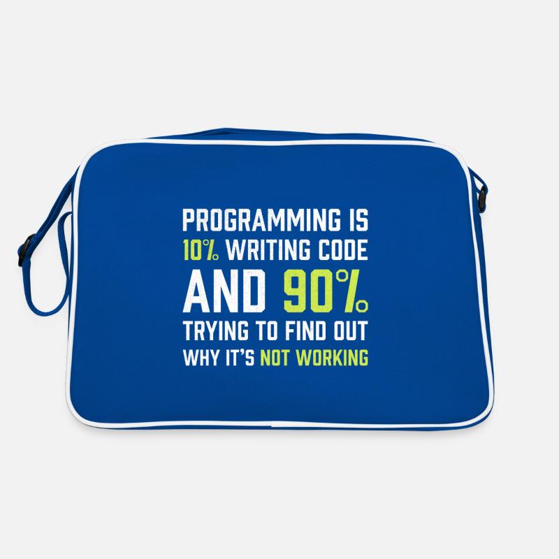 Die Programmierung besteht zu 10% aus dem Schreiben von Code | Programmierer Geschenk Retro Tasche