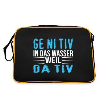 Deutschlehrer - Retro Tasche - Schwarz/Gold - Hinten
