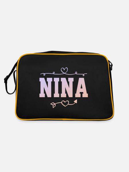 Nina - Retro Tasche - Schwarz/Gold - Hinten