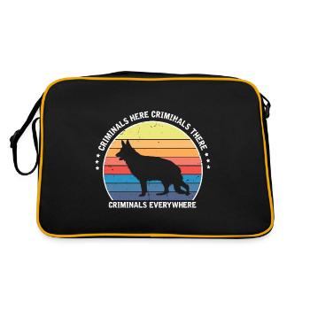 Militär Design Polizei Hund Deutscher Schäfer - Retro Tasche - Schwarz/Gold - Hinten