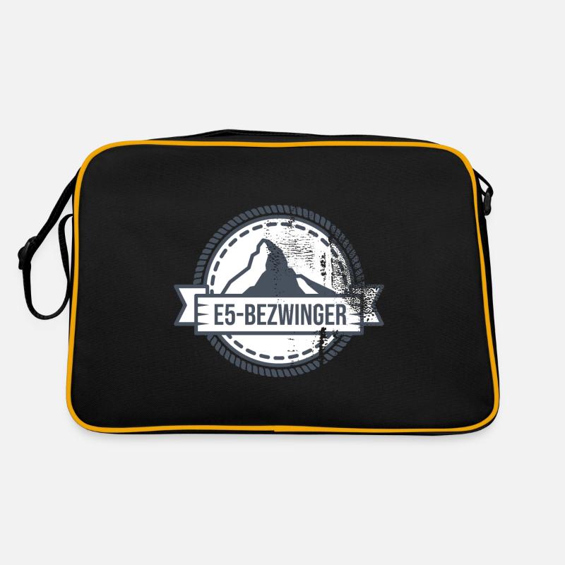 Alpenüberquerung Oberstdorf Meran E5 Fernwanderweg - Retro Tasche - Schwarz/Gold