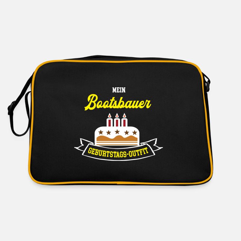 Bootsbauer Geburtstag Geburtstagsgeschenk Bootsbau - Retro Tasche - Schwarz/Gold