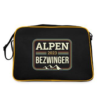 Alpenbezwinger 2023 Alpenüberquerung Finisher - Retro Tasche - Schwarz/Gold - Hinten