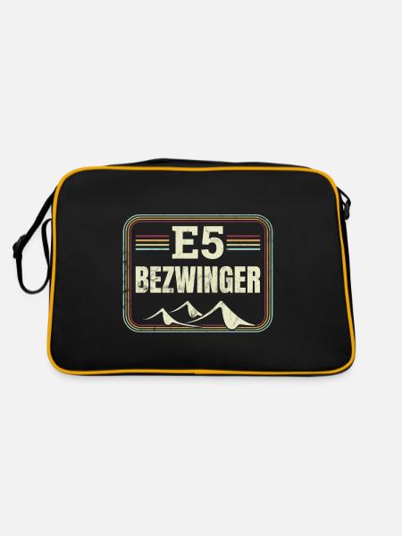 Alpenüberquerung Oberstdorf Meran E5 Fernwanderweg - Retro Tasche - Schwarz/Gold - Hinten