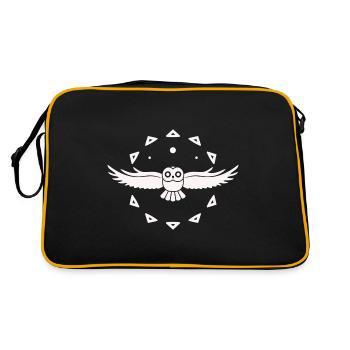Eule - Vogel - Naturschutz - Tierfreund - Retro Tasche - Schwarz/Gold - Hinten