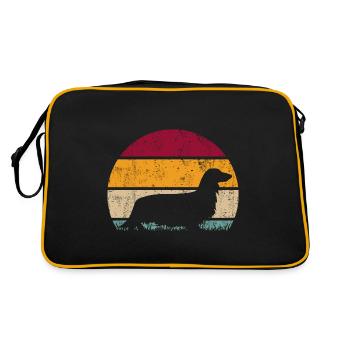 Teckel allemand à poil long Teckel à poil long Retro - Sac Retro - noir/or - Dos