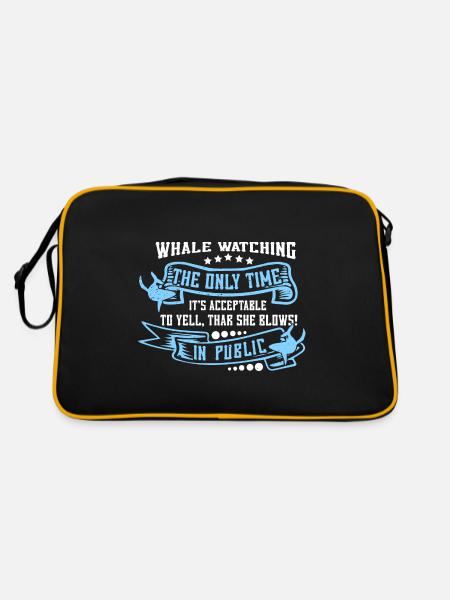 Marine mammals for orca watching and humpback whale - Retro Bag - black/gold - Back