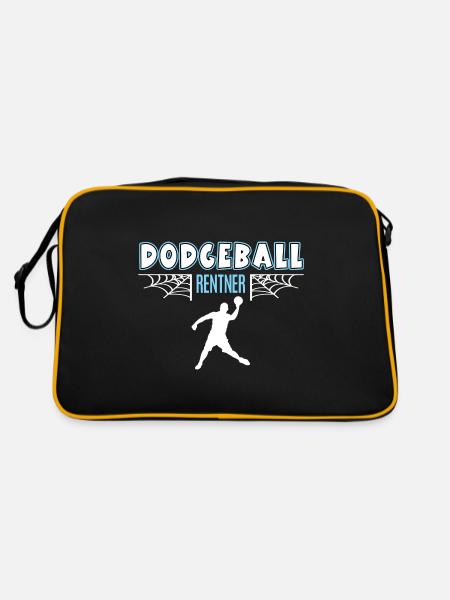 Dodgeball Rentner Rente Ruhestand Dodgeballer - Retro Tasche - Schwarz/Gold - Hinten