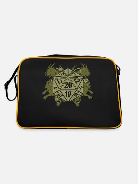 Retro vintage D20 dice tabletop RPG RPG - Retro Bag - black/gold - Back