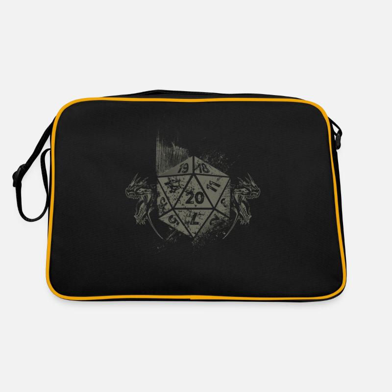 Dragons Vintage D20 Dice Tabletop RPG - Sac Retro - noir/or