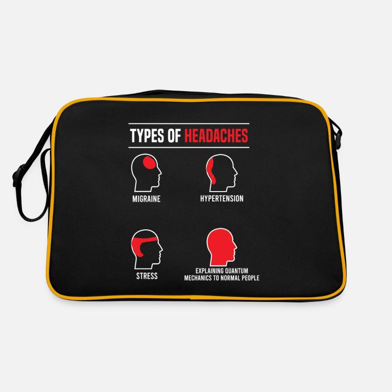 Physique Types de maux de tête Mécanique quantique drôle - Sac Retro - noir/or