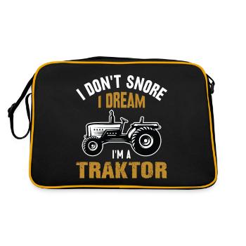 Ich schnarche nicht Traktor Trecker lustig Spruch - Retro Tasche - Schwarz/Gold - Hinten