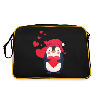 Pingouin mignon avec coeur célèbre l'amour - Sac Retro - noir/or - Dos