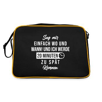 untimely too late funny saying delay - Retro Bag - black/gold - Back